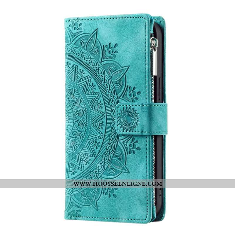 Housse Samsung Galaxy S25 5G Portefeuille Effet daim Mandala