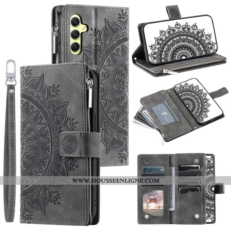Housse Samsung Galaxy S25 5G Portefeuille Effet daim Mandala
