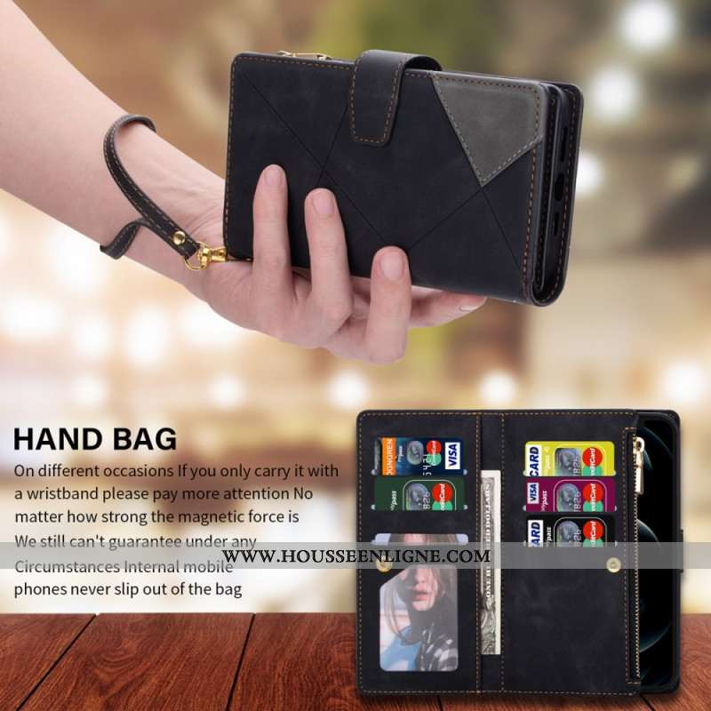 Housse Samsung Galaxy S25 5G Portefeuille Motif Géométrique