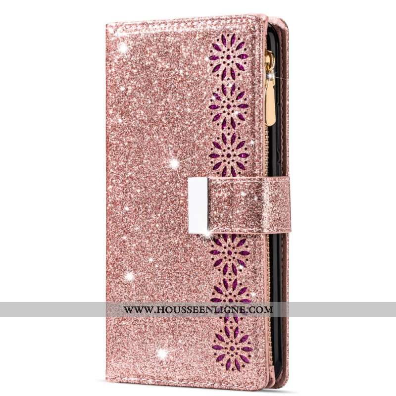 Housse Samsung Galaxy S25 5G Portefeuille Paillette