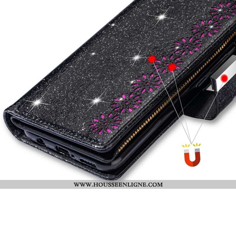 Housse Samsung Galaxy S25 5G Portefeuille Paillette