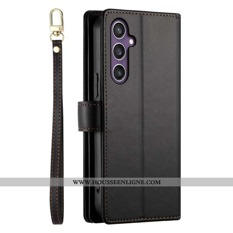 Housse Samsung Galaxy S25 5G Portefeuille à Lanière