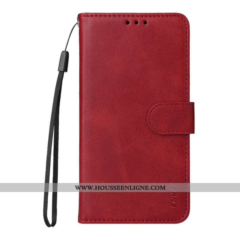 Housse Samsung Galaxy S25 5G Simili Cuir avec Protecteur Écran en Verre Trempé ENKAY