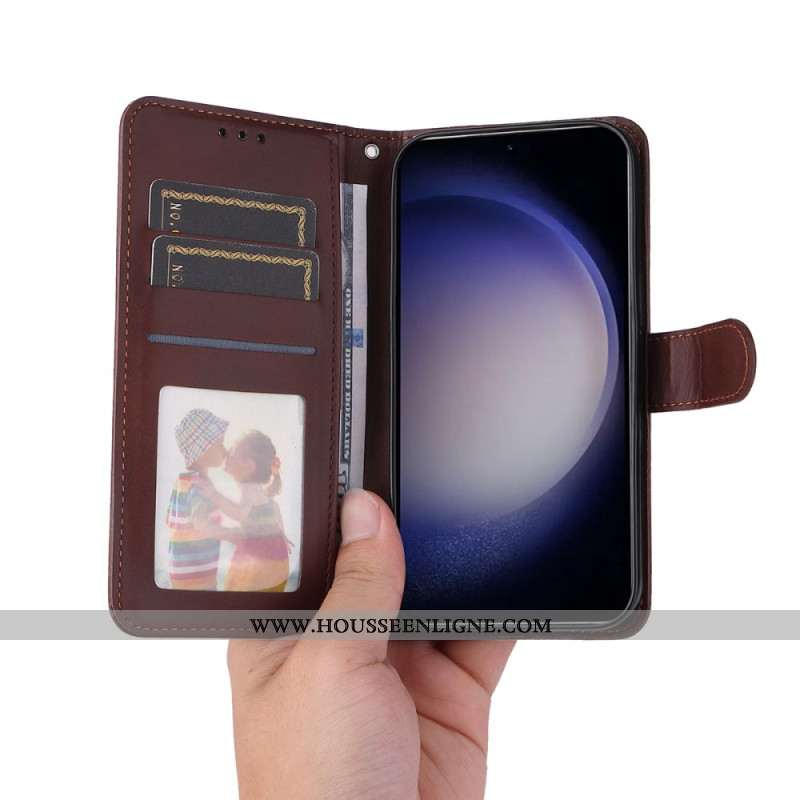 Housse Samsung Galaxy S25 5G Simili Cuir avec Protecteur Écran en Verre Trempé ENKAY