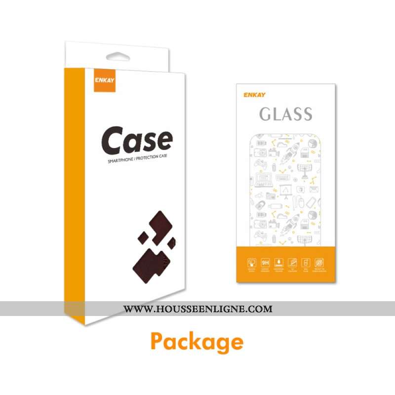 Housse Samsung Galaxy S25 5G Simili Cuir avec Protecteur Écran en Verre Trempé ENKAY