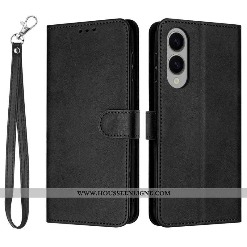 Housse Samsung Galaxy S25 Edge Effet Cuir avec Lanière