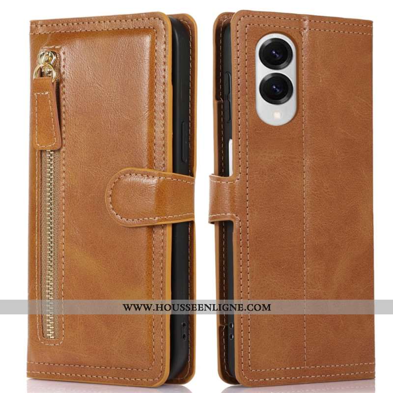 Housse Samsung Galaxy S25 Edge Fermeture Éclair et Porte-Cartes