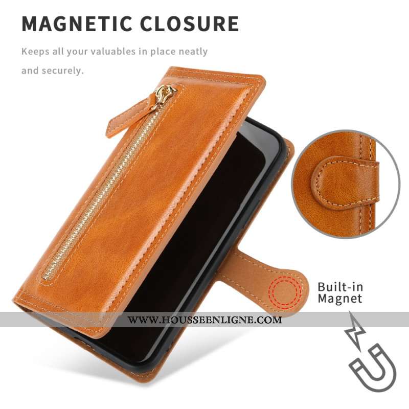 Housse Samsung Galaxy S25 Edge Fermeture Éclair et Porte-Cartes