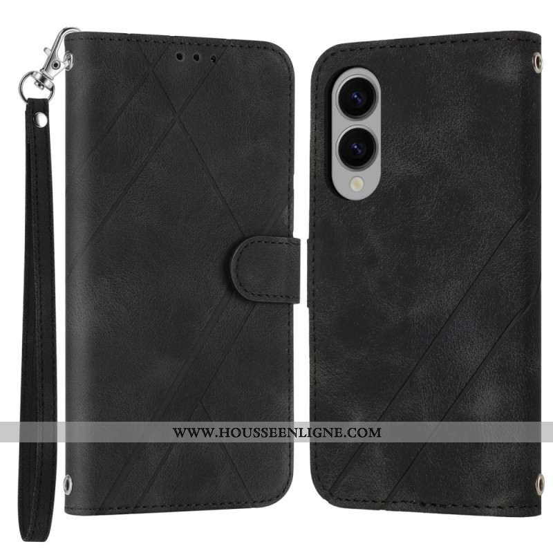 Housse Samsung Galaxy S25 Edge Lignes Imprimées à Lanière