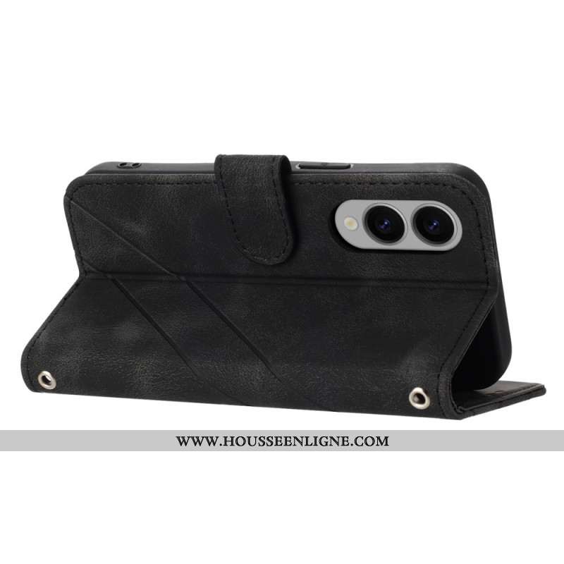 Housse Samsung Galaxy S25 Edge Lignes Imprimées à Lanière