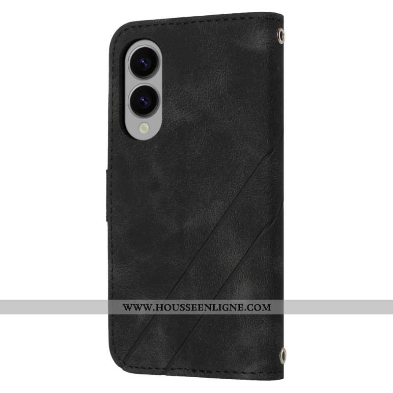 Housse Samsung Galaxy S25 Edge Lignes Imprimées à Lanière