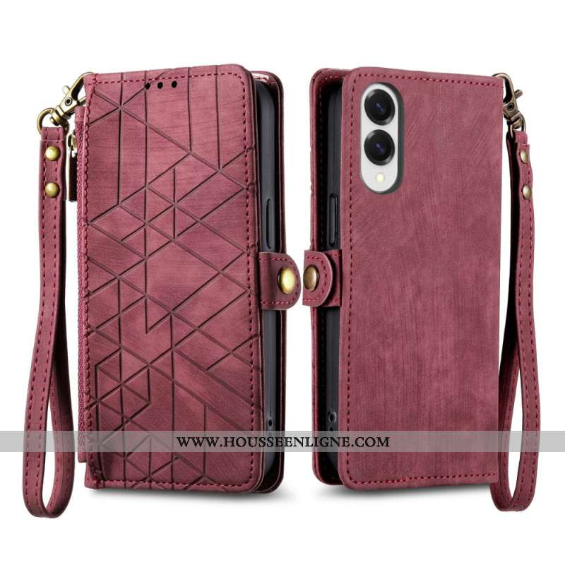 Housse Samsung Galaxy S25 Edge Motif Géométrique et Lanière