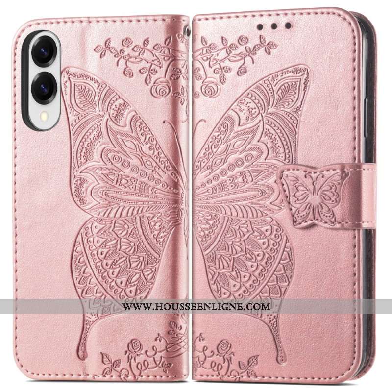 Housse Samsung Galaxy S25 Edge Papillon Baroque avec Dragonne