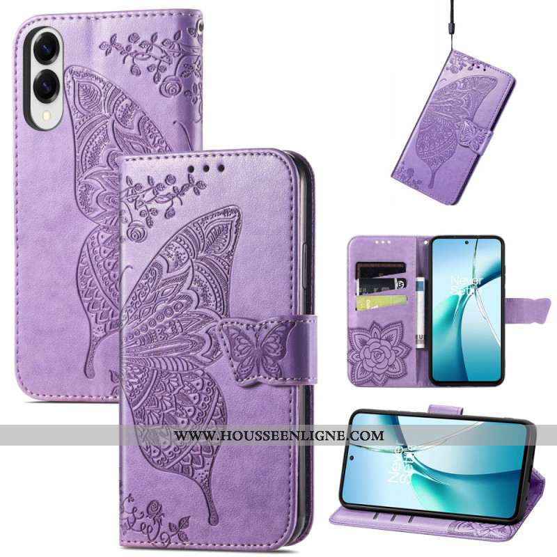 Housse Samsung Galaxy S25 Edge Papillon Baroque avec Dragonne