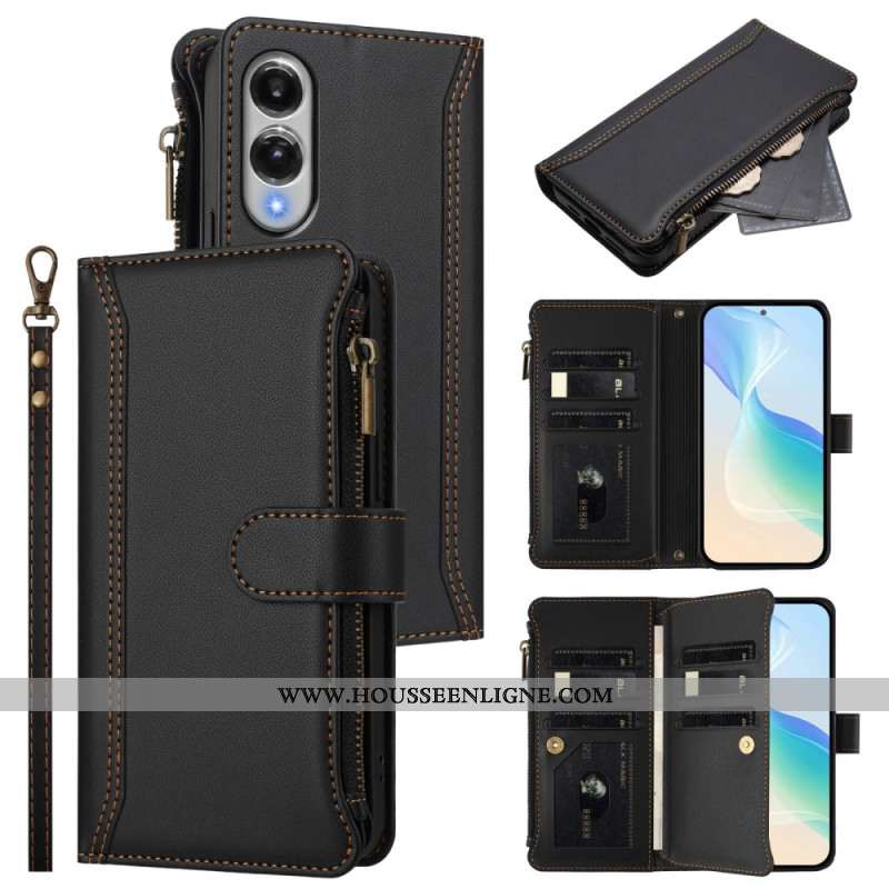 Housse Samsung Galaxy S25 Edge Portefeuille 9 Porte-Cartes et Lanière