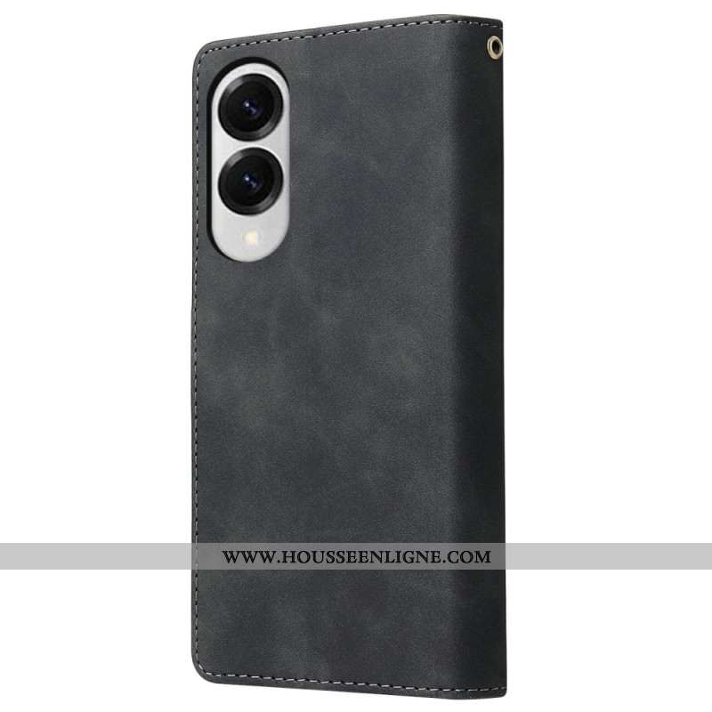 Housse Samsung Galaxy S25 Edge Portefeuille Effet Daim