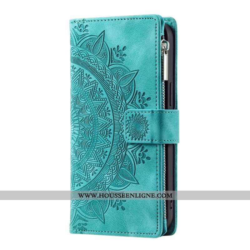 Housse Samsung Galaxy S25 Edge Portefeuille Effet Daim Mandala