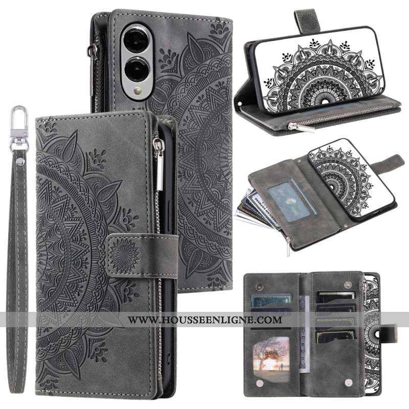 Housse Samsung Galaxy S25 Edge Portefeuille Effet Daim Mandala