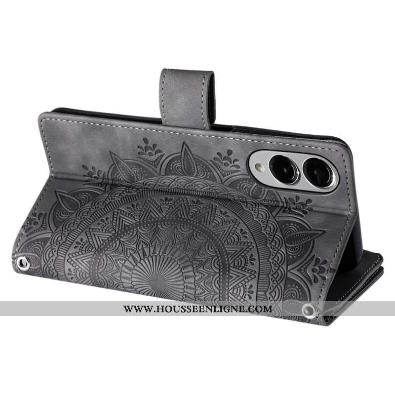 Housse Samsung Galaxy S25 Edge Portefeuille Effet Daim Mandala