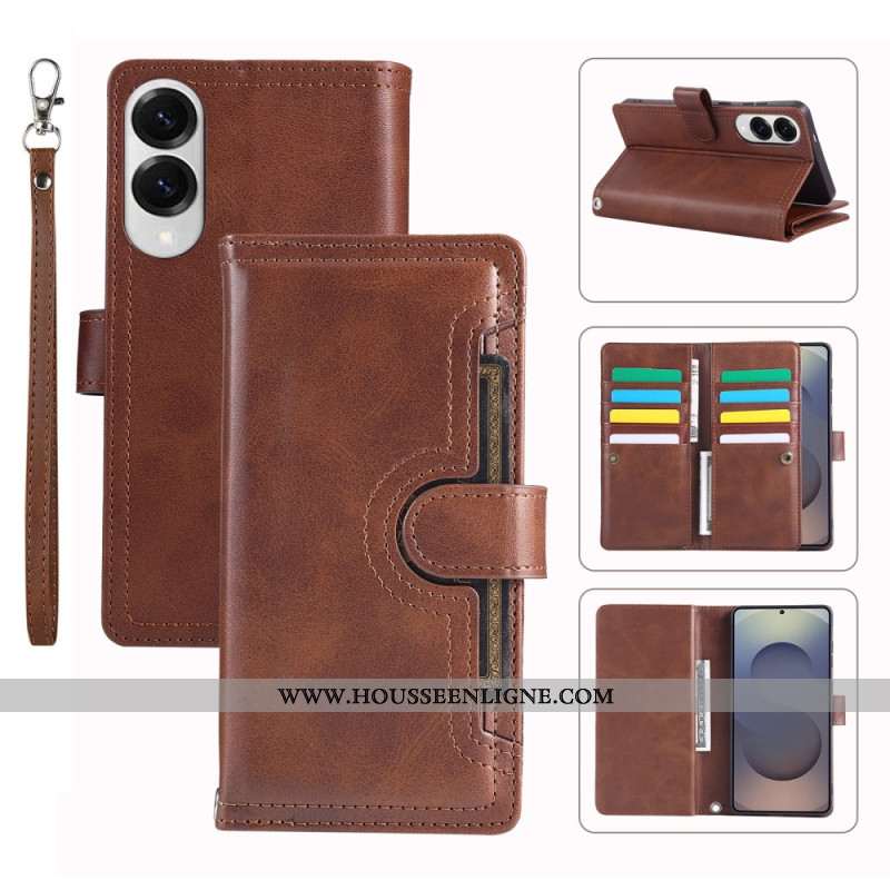 Housse Samsung Galaxy S25 Edge Portefeuille Magnétique et Lanière