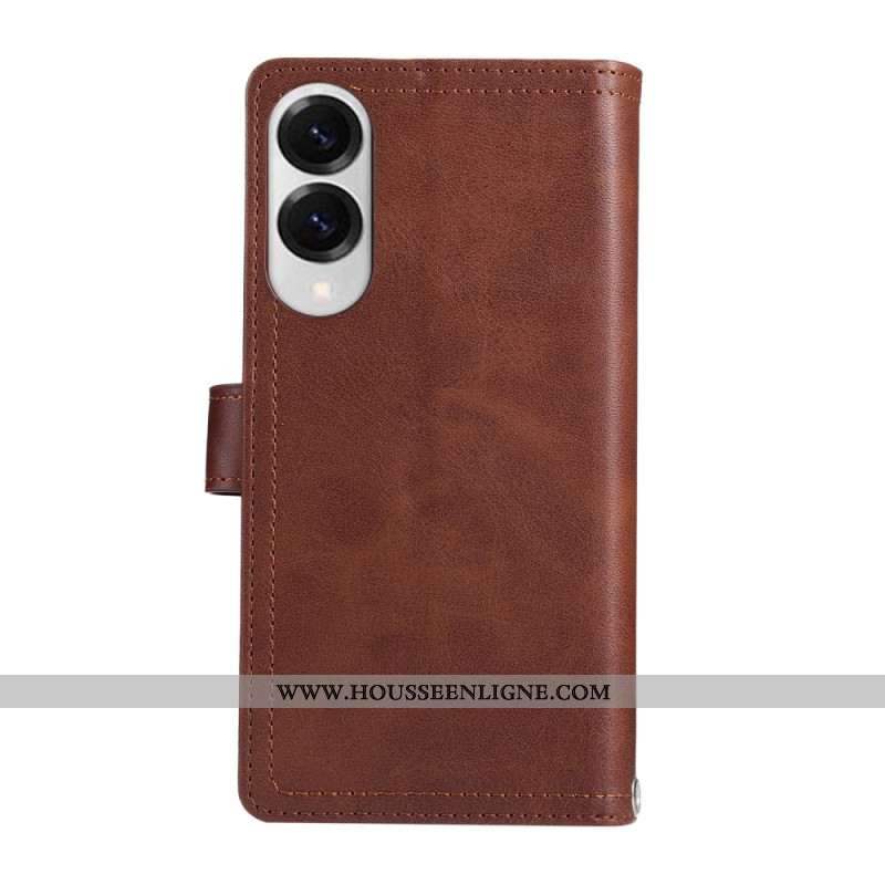 Housse Samsung Galaxy S25 Edge Portefeuille Magnétique et Lanière