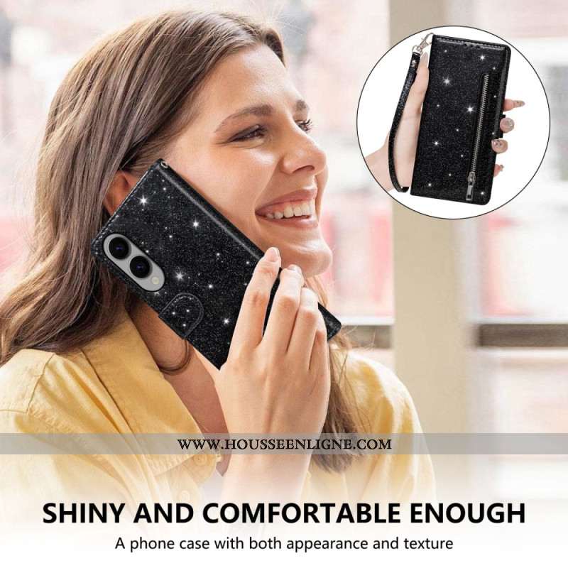 Housse Samsung Galaxy S25 Edge Portefeuille Paillettes