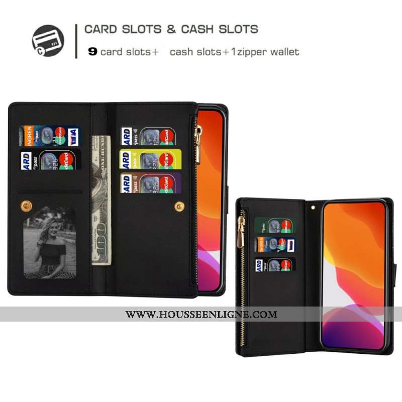 Housse Samsung Galaxy S25 Edge Portefeuille Paillettes à Lanière