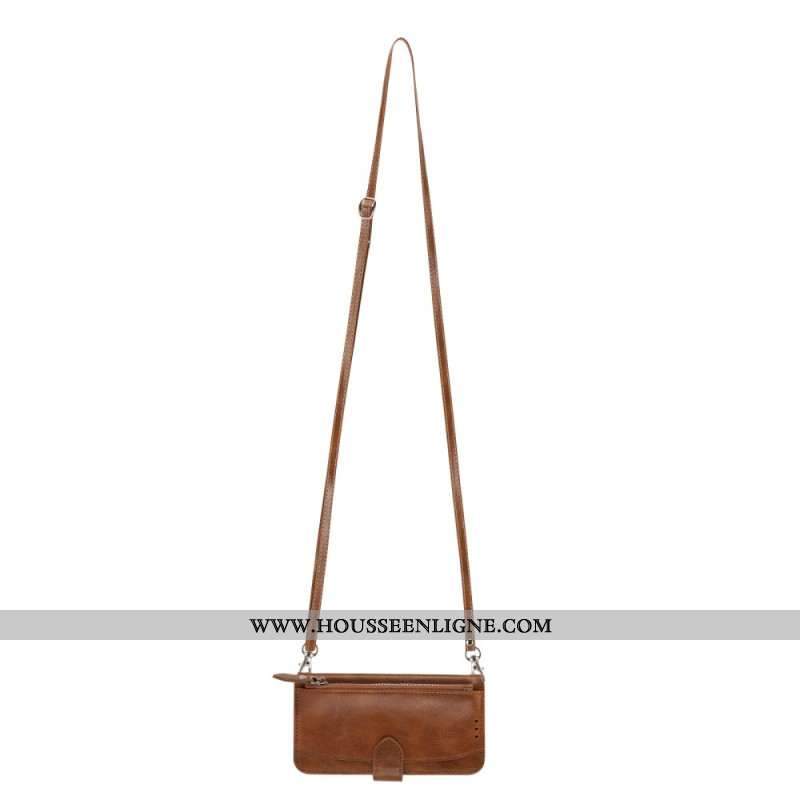 Housse Samsung Galaxy S25 Edge Portefeuille Vintage avec Lanière et Bandoulière