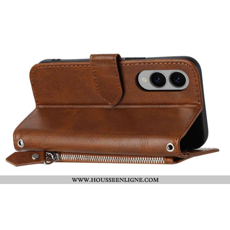 Housse Samsung Galaxy S25 Edge Portefeuille Vintage avec Lanière et Bandoulière