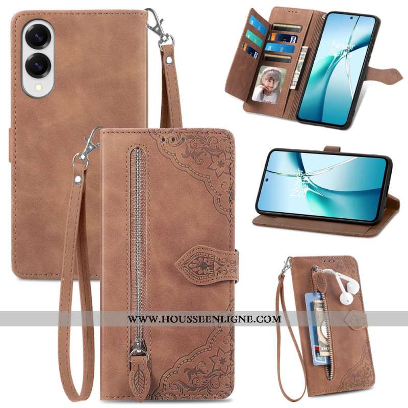 Housse Samsung Galaxy S25 Edge Portefeuille Zippé Motif Floral