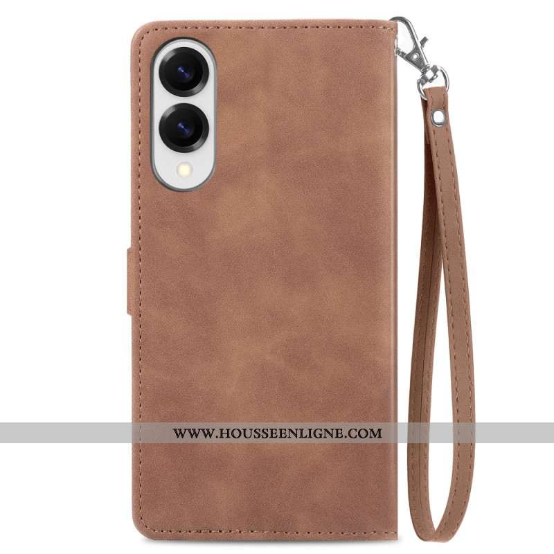 Housse Samsung Galaxy S25 Edge Portefeuille Zippé Motif Floral