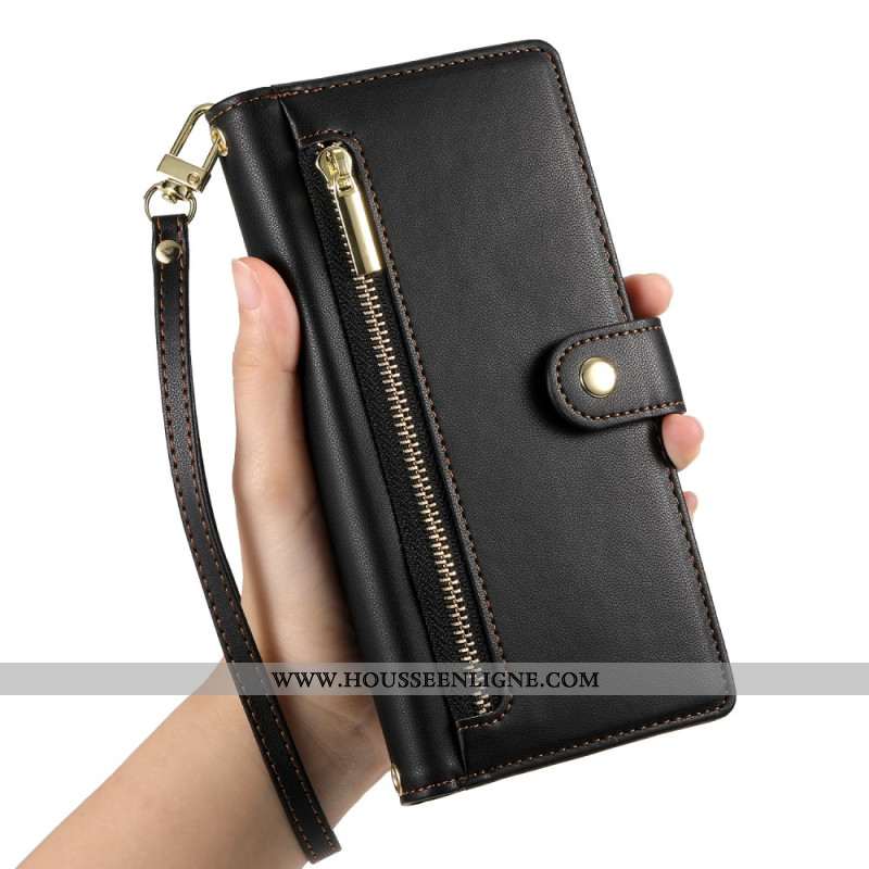 Housse Samsung Galaxy S25 Edge Portefeuille avec Sangles