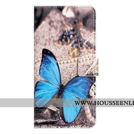 Housse Samsung Galaxy S25 FE Classique Papillon bleu