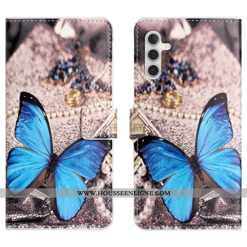 Housse Samsung Galaxy S25 FE Classique Papillon bleu