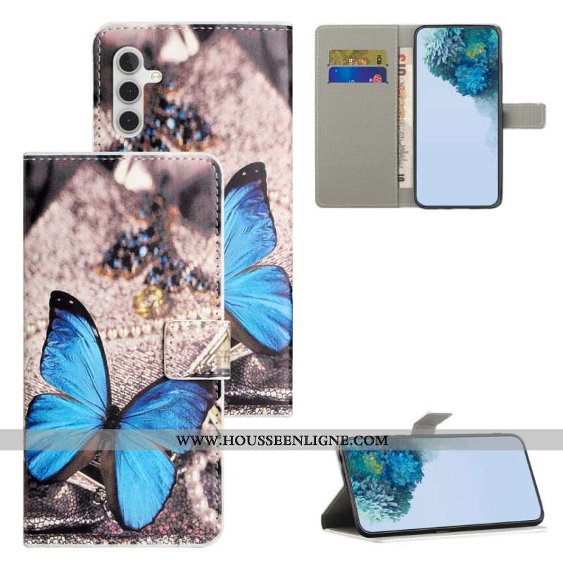 Housse Samsung Galaxy S25 FE Classique Papillon bleu