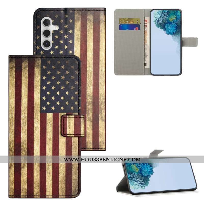 Housse Samsung Galaxy S25 FE Drapeau Américain Vintage