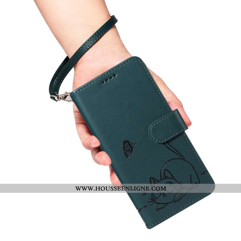 Housse Samsung Galaxy S25 FE Empreinte Chat à Lanière