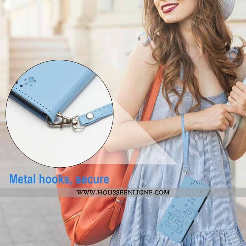 Housse Samsung Galaxy S25 FE Empreinte Chats à Lanière