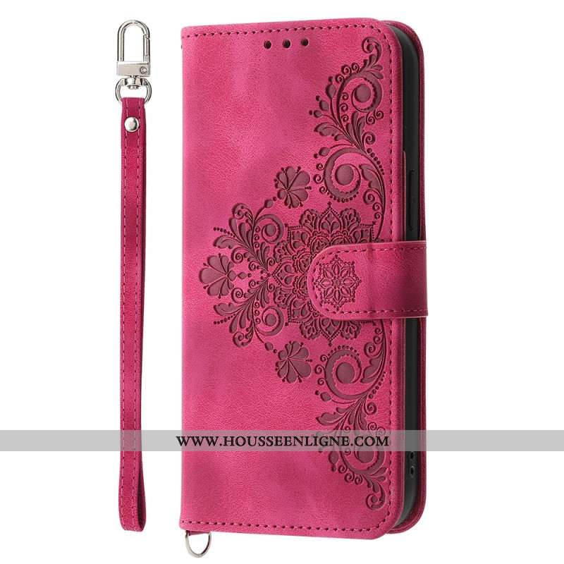 Housse Samsung Galaxy S25 FE Empreinte Dentelle avec Lanière et Bandoulière