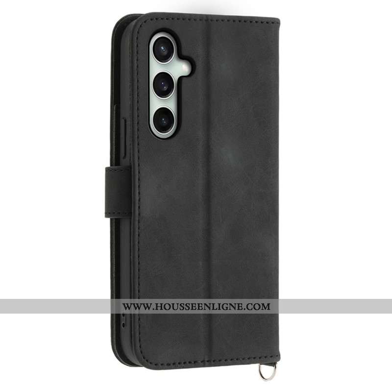 Housse Samsung Galaxy S25 FE Empreinte Dentelle avec Lanière et Bandoulière