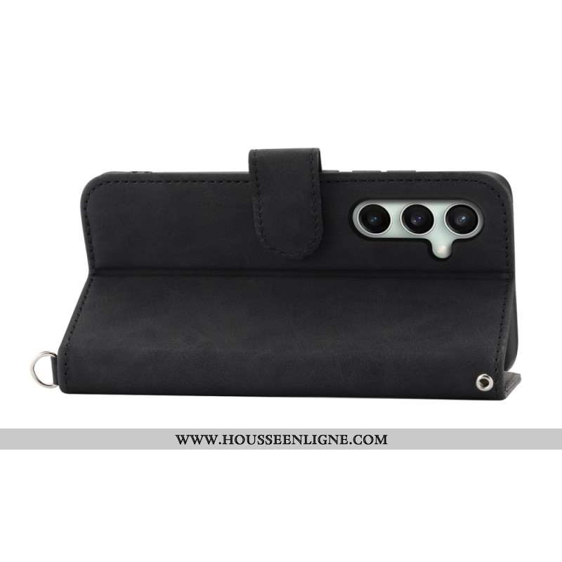 Housse Samsung Galaxy S25 FE Empreinte Dentelle avec Lanière et Bandoulière