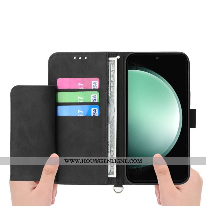 Housse Samsung Galaxy S25 FE Empreinte Dentelle avec Lanière et Bandoulière