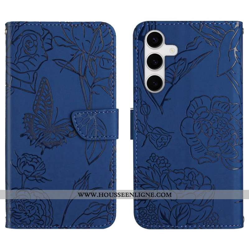 Housse Samsung Galaxy S25 FE Empreinte Papillons Bandoulière