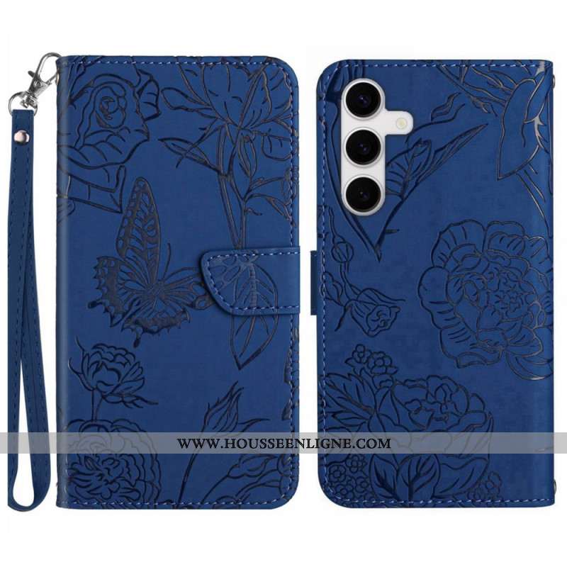 Housse Samsung Galaxy S25 FE Empreinte Papillons à Lanière