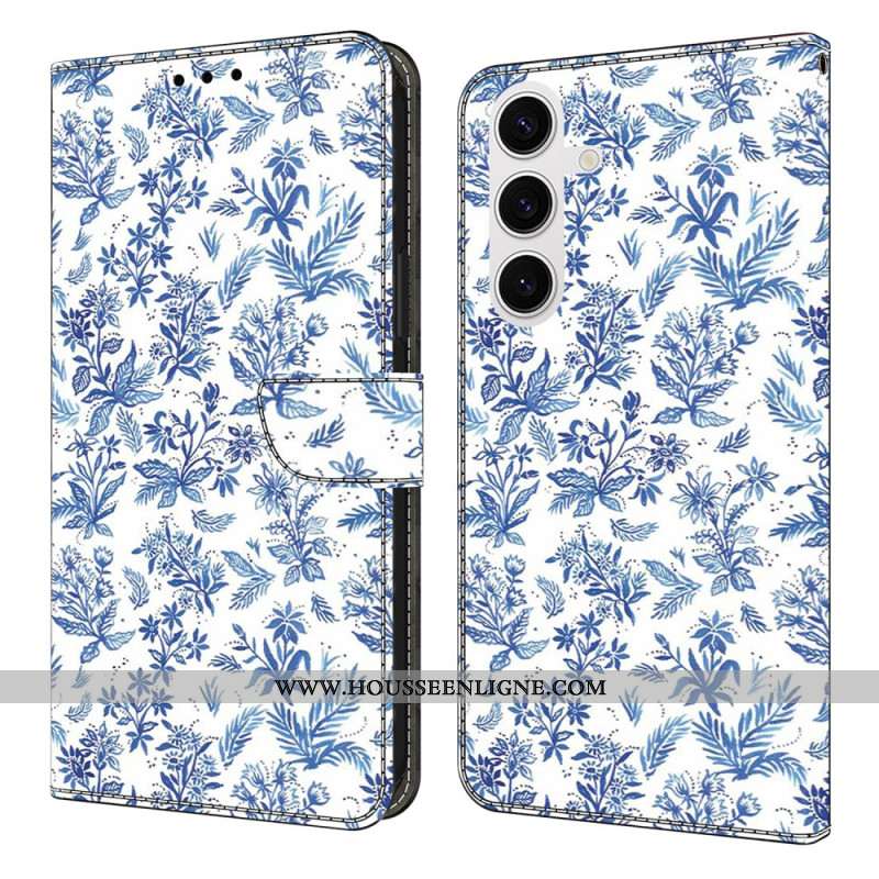 Housse Samsung Galaxy S25 FE Fleurettes Bleues