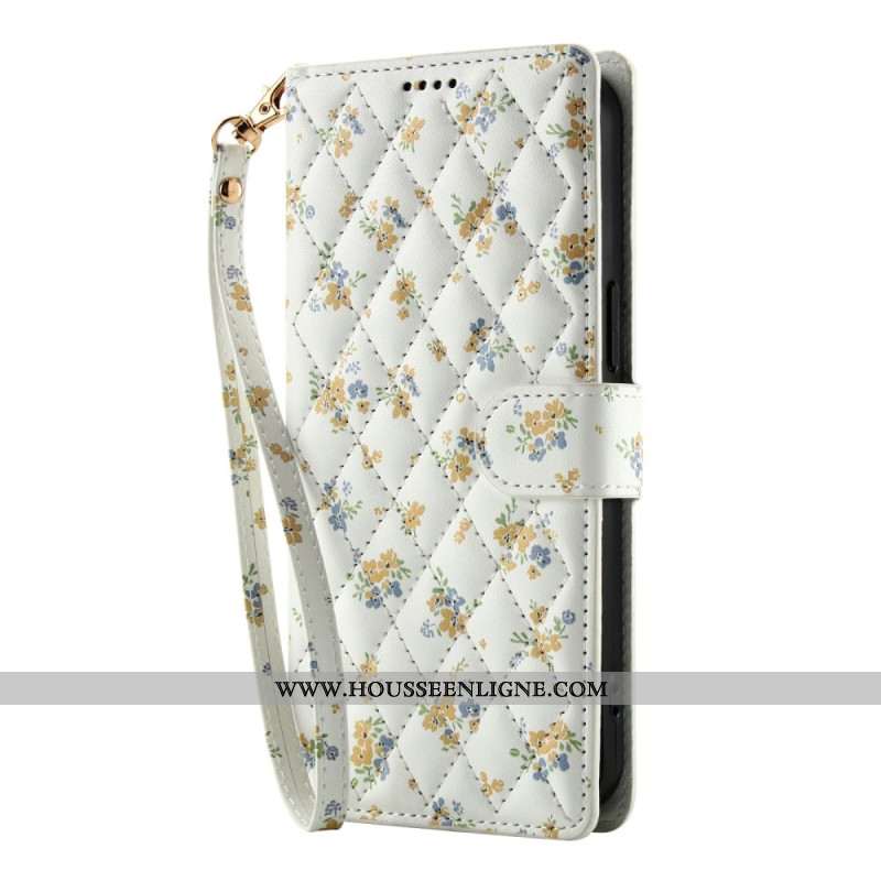 Housse Samsung Galaxy S25 FE Fleurettes à Lanière