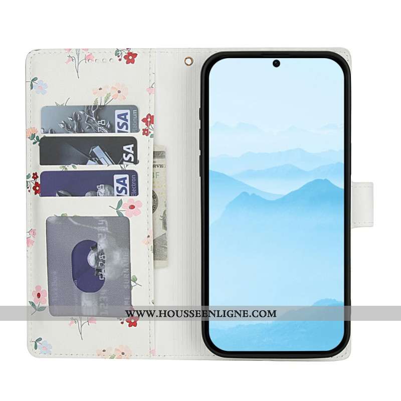 Housse Samsung Galaxy S25 FE Fleurettes à Lanière