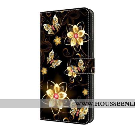 Housse Samsung Galaxy S25 FE Fleurs Dorées et Papillons