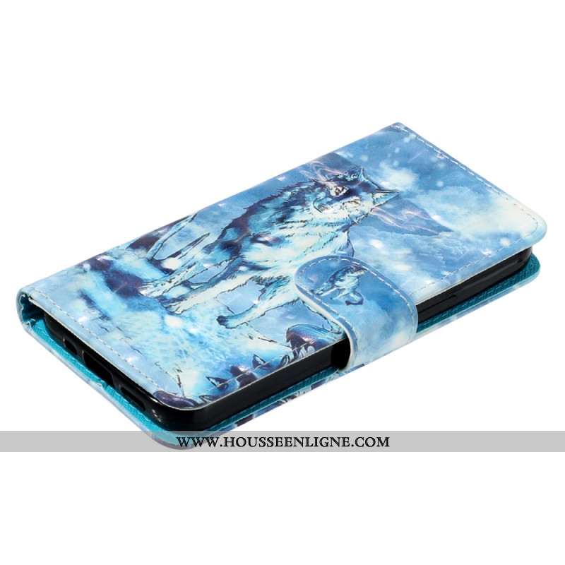 Housse Samsung Galaxy S25 FE Loup des Neiges à Lanière