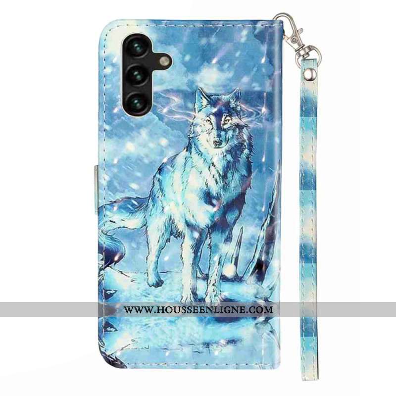 Housse Samsung Galaxy S25 FE Loup des Neiges à Lanière